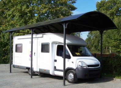 Carport camping-car aluminium toit fumé